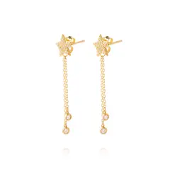 JB JOYAS BARON - Aros de Oro 18kt Modelo Estrella Colgante