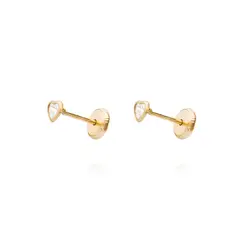 JB JOYAS BARON - Aros de Oro 9kt Corazón Circonita Pequeña