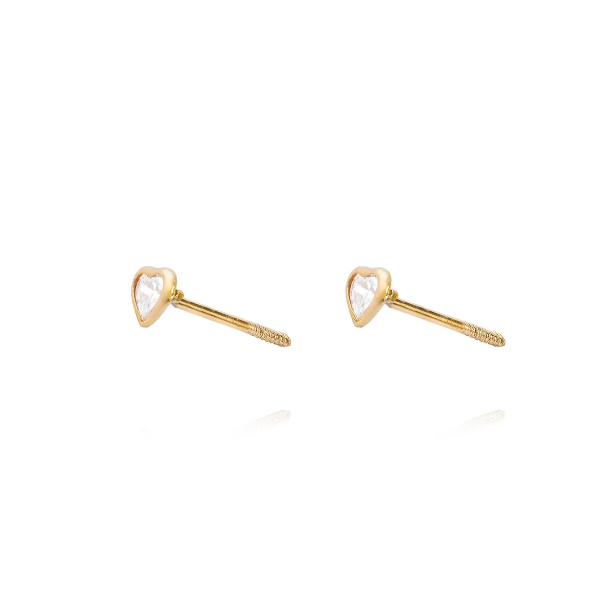 JB JOYAS BARON - Aros de Oro 9kt Corazón Circonita Pequeña