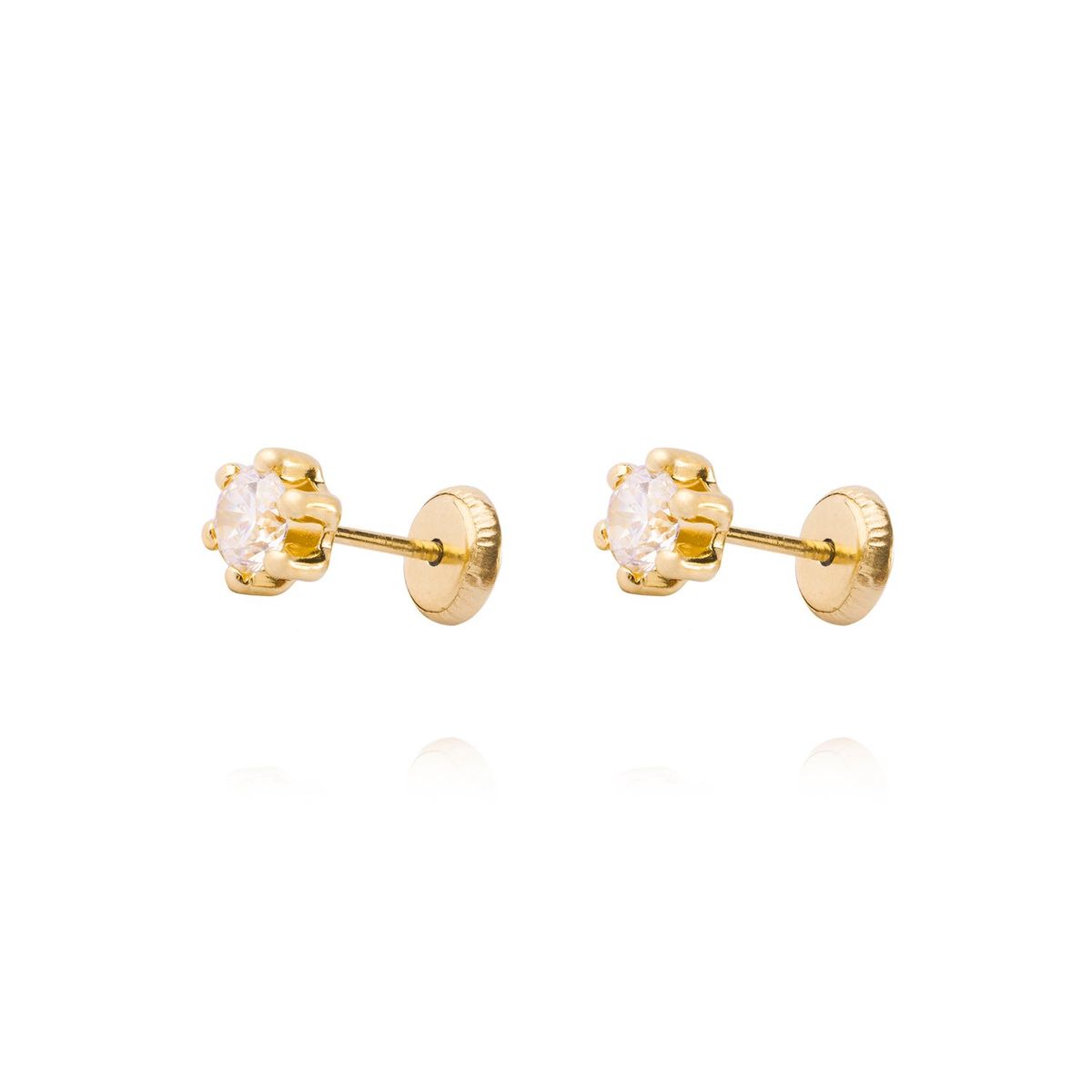 JB JOYAS BARON - Aros de Oro 9kt Circon 4mm 6 Grifas