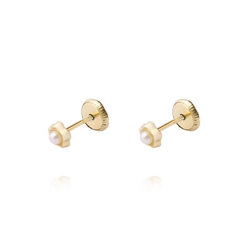 JB JOYAS BARON - Aros de Oro 9kt Flor Perla Cultivada 2mm