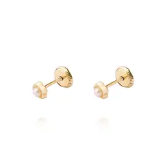 JB JOYAS BARON - Aros de Oro 9kt Flor Perla Cultivada 2mm