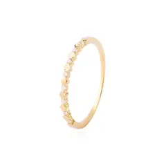 JB JOYAS BARON - Anillo Compromiso de Oro 14kt Medio Cintillo Riel Circonitas