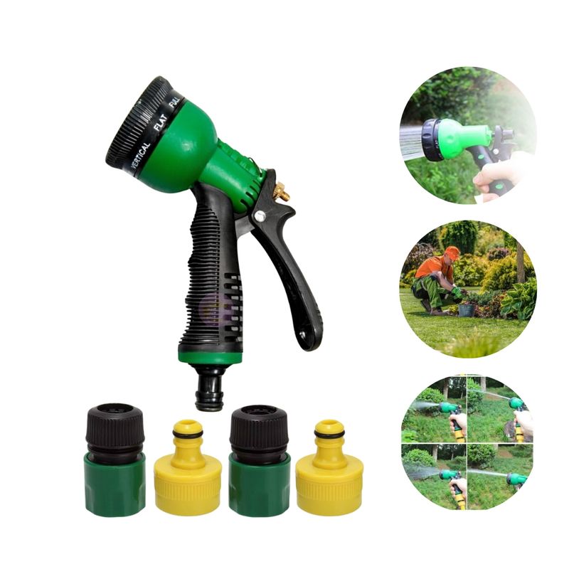 GENERICO - Pistola De Riego Jardin Manguera Multifuncional 4 Conectores