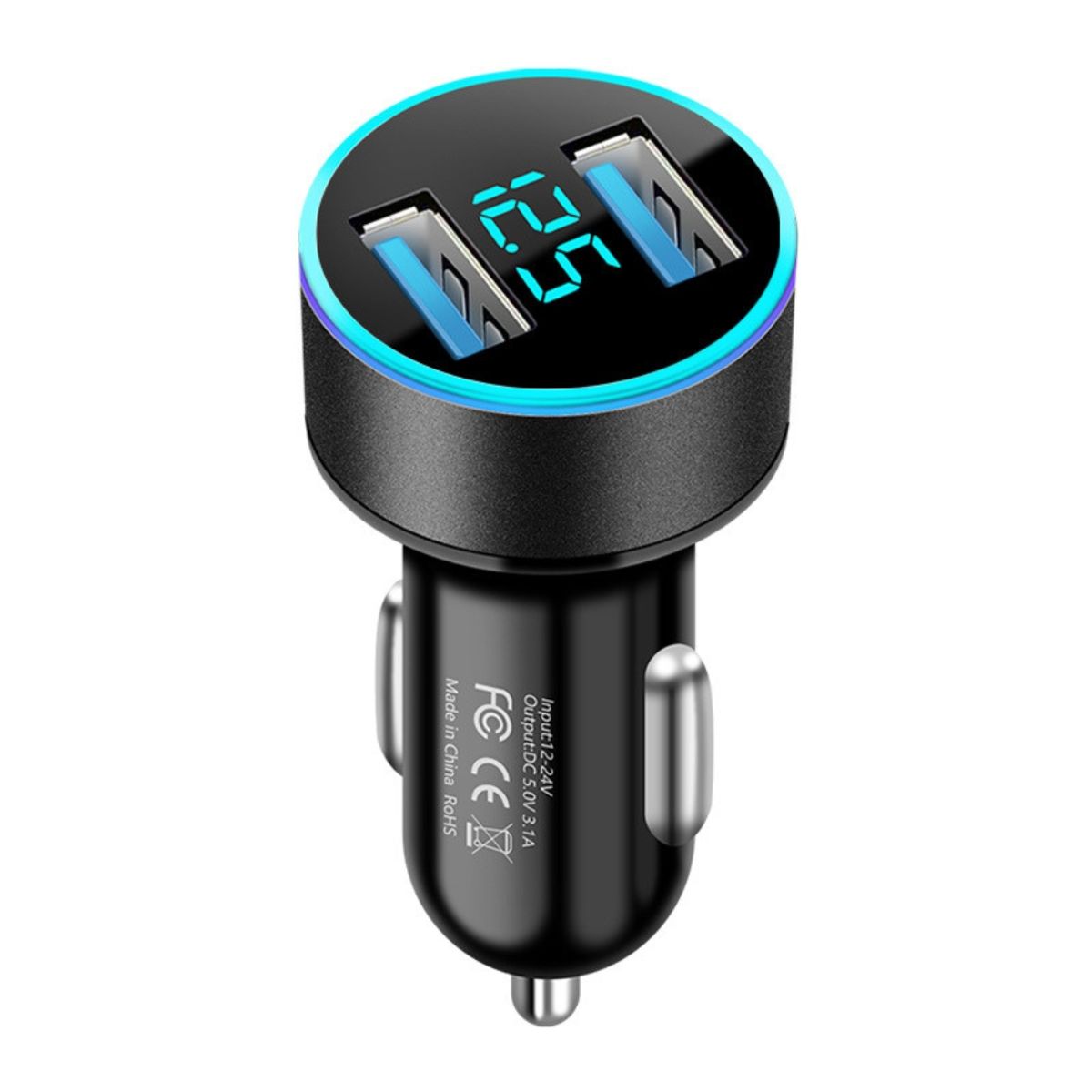CRUSEC - Cargador Adaptador Automovil Usb Doble Entrada 12-24v 31a