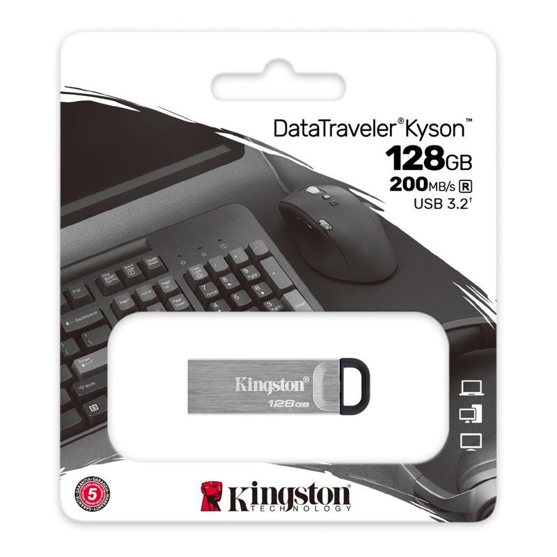 KINGSTON - DTKN/128GB PENDRIVE KYSON 3.2 -128GB METALICO - Negro