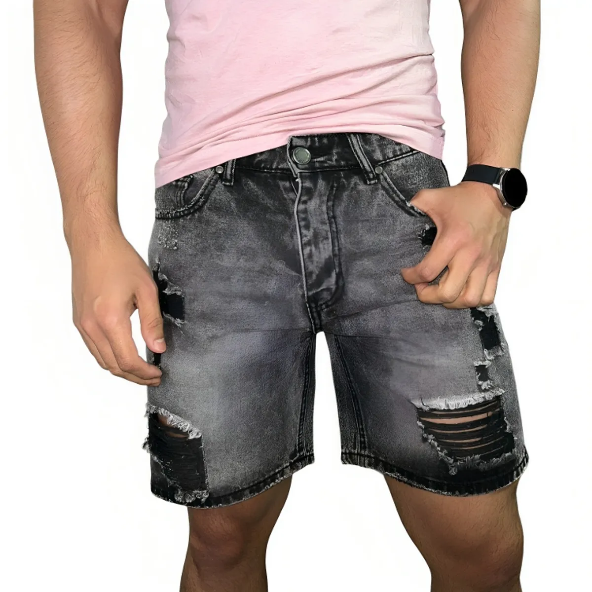 D'JOE - Short Jeans Hombre Super Destroyed