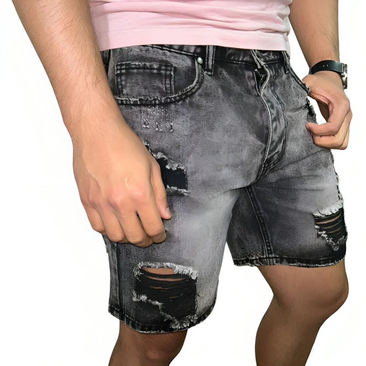 D'JOE - Short Jeans Hombre Super Destroyed