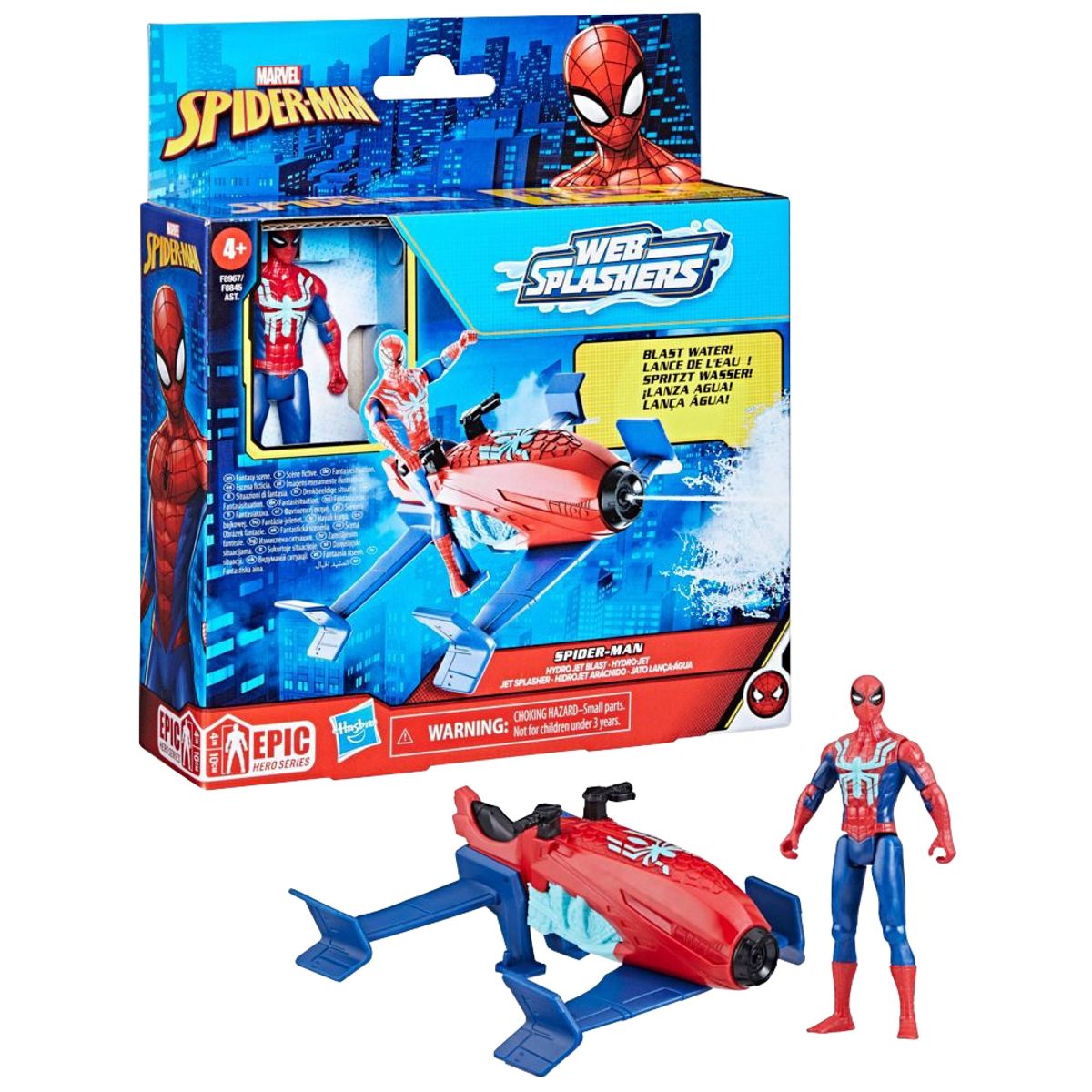 MARVEL - Set Spiderman Epic Hero Series Web Splashers Hidrojet Arácnido del Hombre Araña