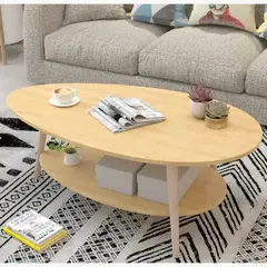 MDF - Mesa de centro ovalada marron