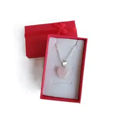 GENERICO - Collar Cuarzo Rosa Corazon piedras energeticas cadena de plata 925
