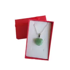 GENERICO - Collar Aventurina Corazon Verde piedra energetica cadena de plata 925
