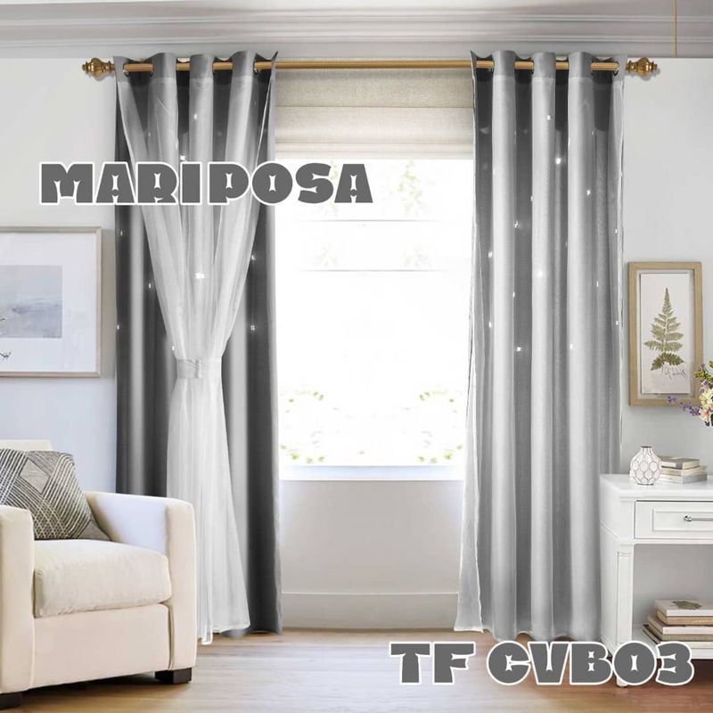 GENERICO - CORTINA ROMANTICAS VISILLOS BORDADOS  2 PAÑOS 140X230CM C/U TF