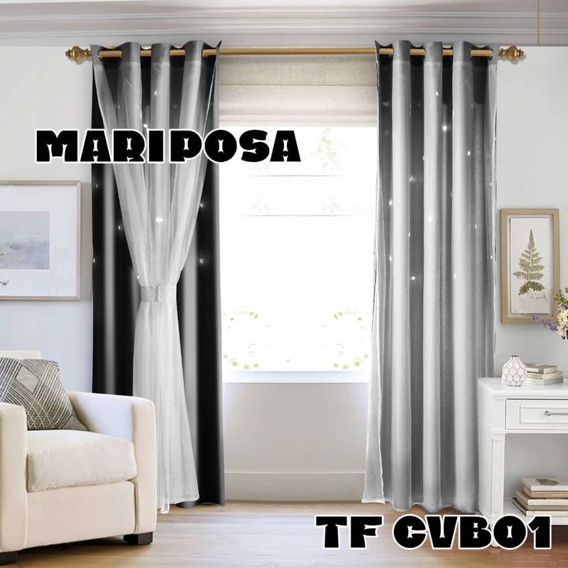 GENERICO - CORTINA ROMANTICAS VISILLOS BORDADOS  2 PAÑOS 140X230CM C/U TF