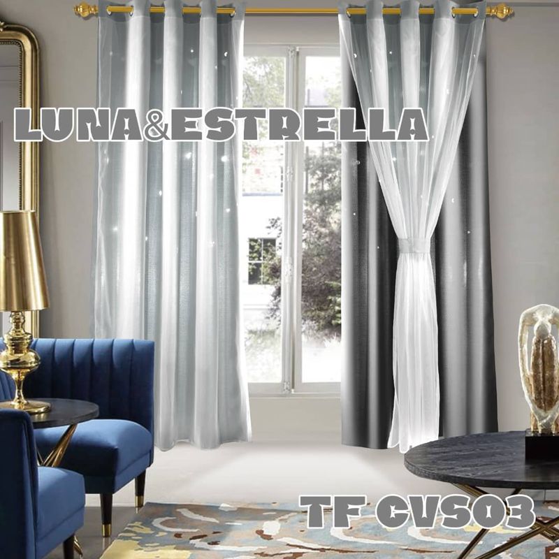 GENERICO - CORTINA ROMANTICAS VISILLOS BORDADOS  2 PAÑOS 140X230CM C/U TF