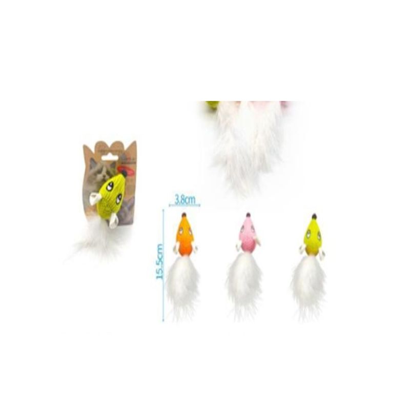 GENERICO - Juguete Para Gato Diseño Ratón Colores Surtidos Plumas