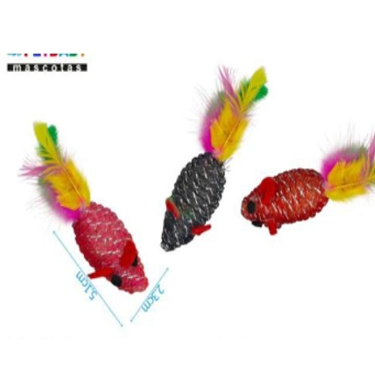 GENERICO - Juguete Para Gato Diseño Ratón Colores Surtidos Plumas