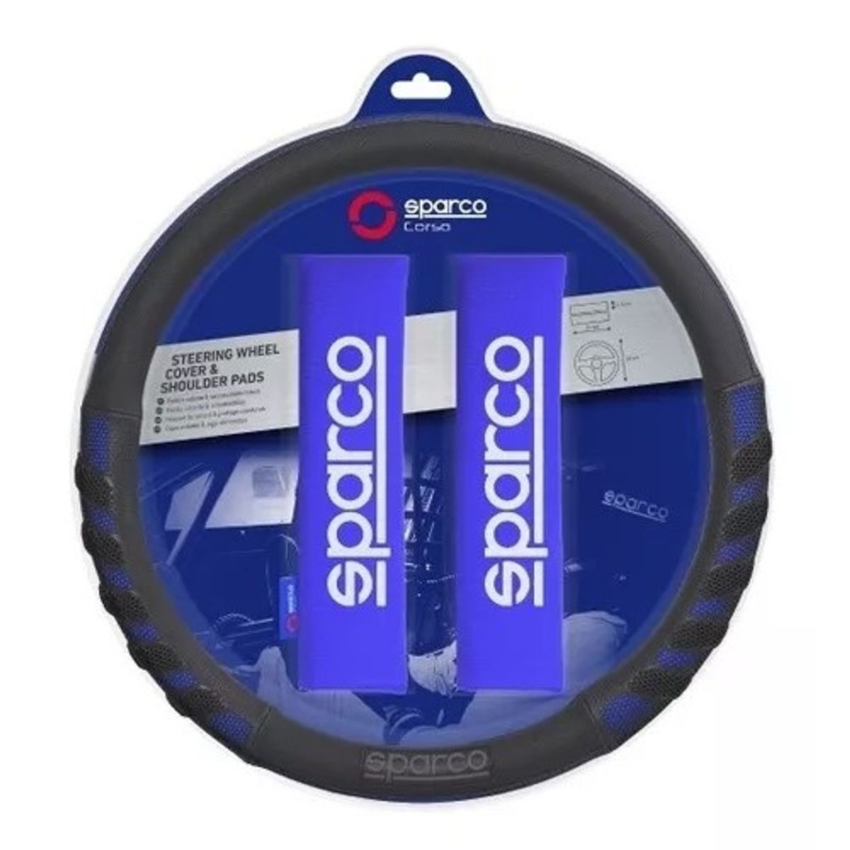 SPARCO - Cubre Volante  Cubre Cinturon Auto Azul Sparco Universal