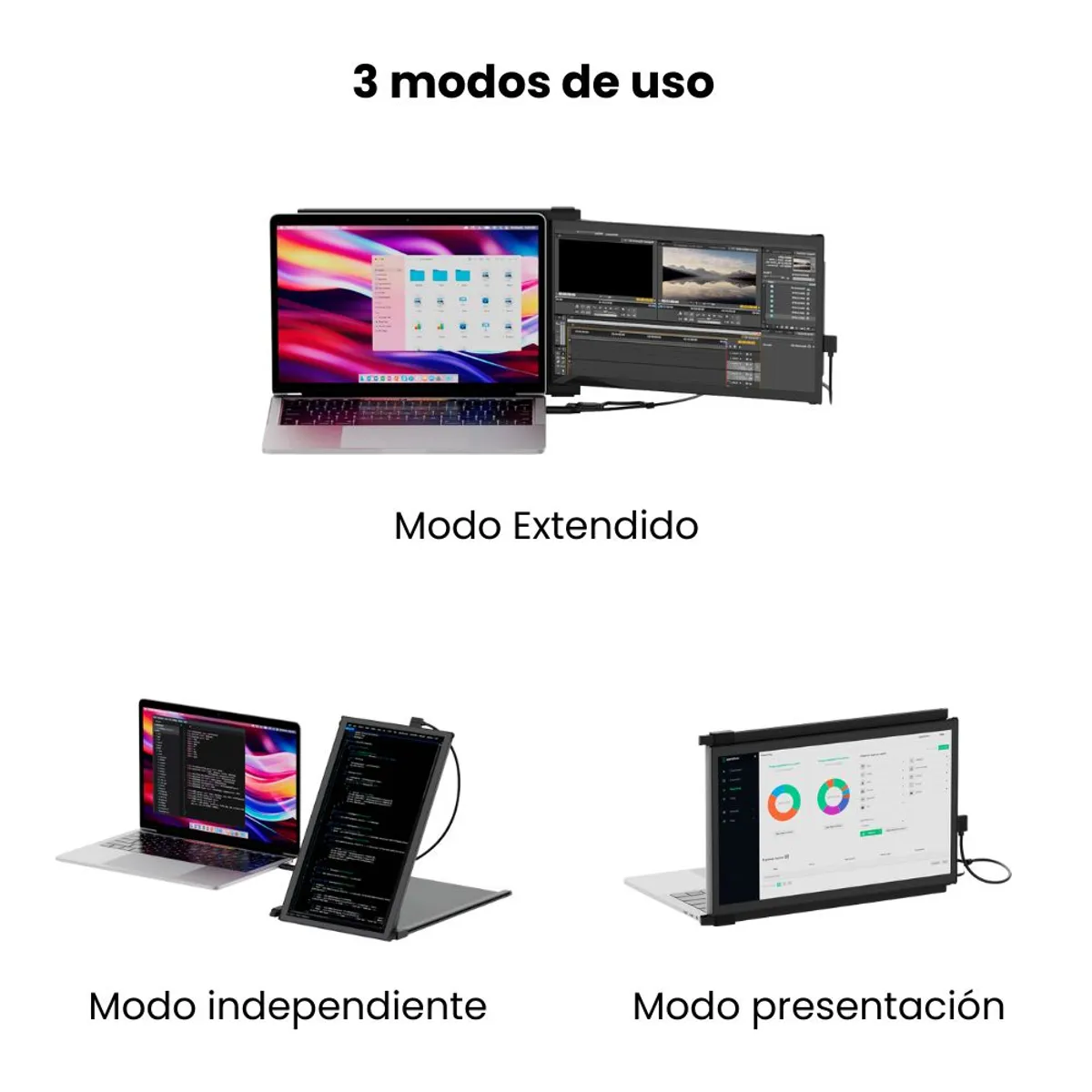 MOBILE PIXELS - Monitor Portátil y Acoplable, DUEX PLUS DS,  13.3"