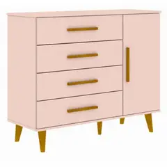 KIDSCOOL - COMODA ROSADO MIEL LUDMILA 4 CAJONES Y PUERTA