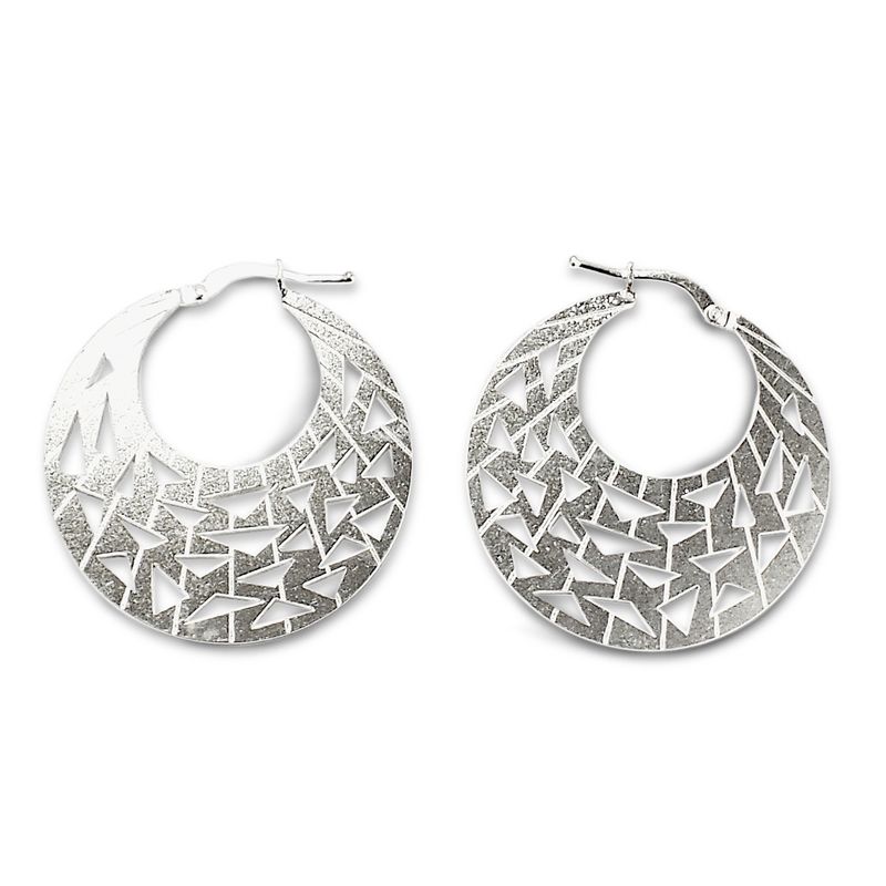 ANDREA COGGIOLA JOYAS - Aros Argolla Plana Calada 32mm Plata Fina 925