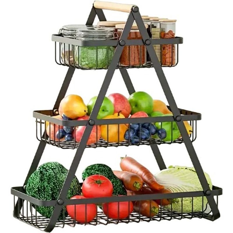 U BUY - Cesta Para Frutas Vegetales Multiusos 3 Niveles Color Negro