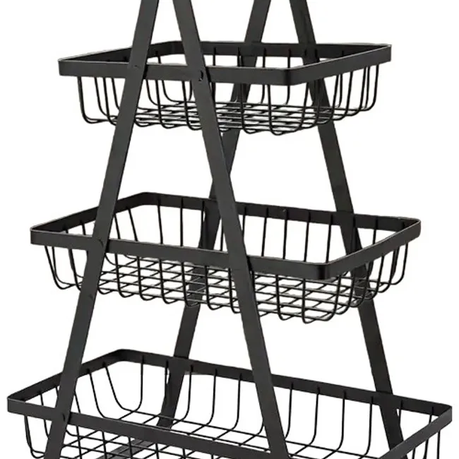 U BUY - Cesta Para Frutas Vegetales Multiusos 3 Niveles Color Negro