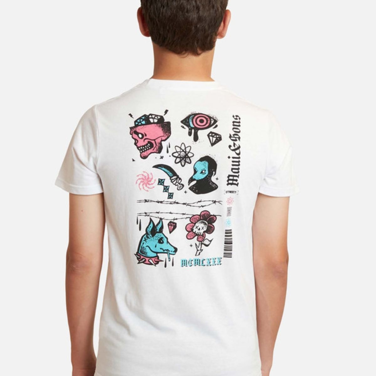 MAUI AND SONS - Polera Skull Punk Ss Tees Young Blanco Infantil Maui And Sons