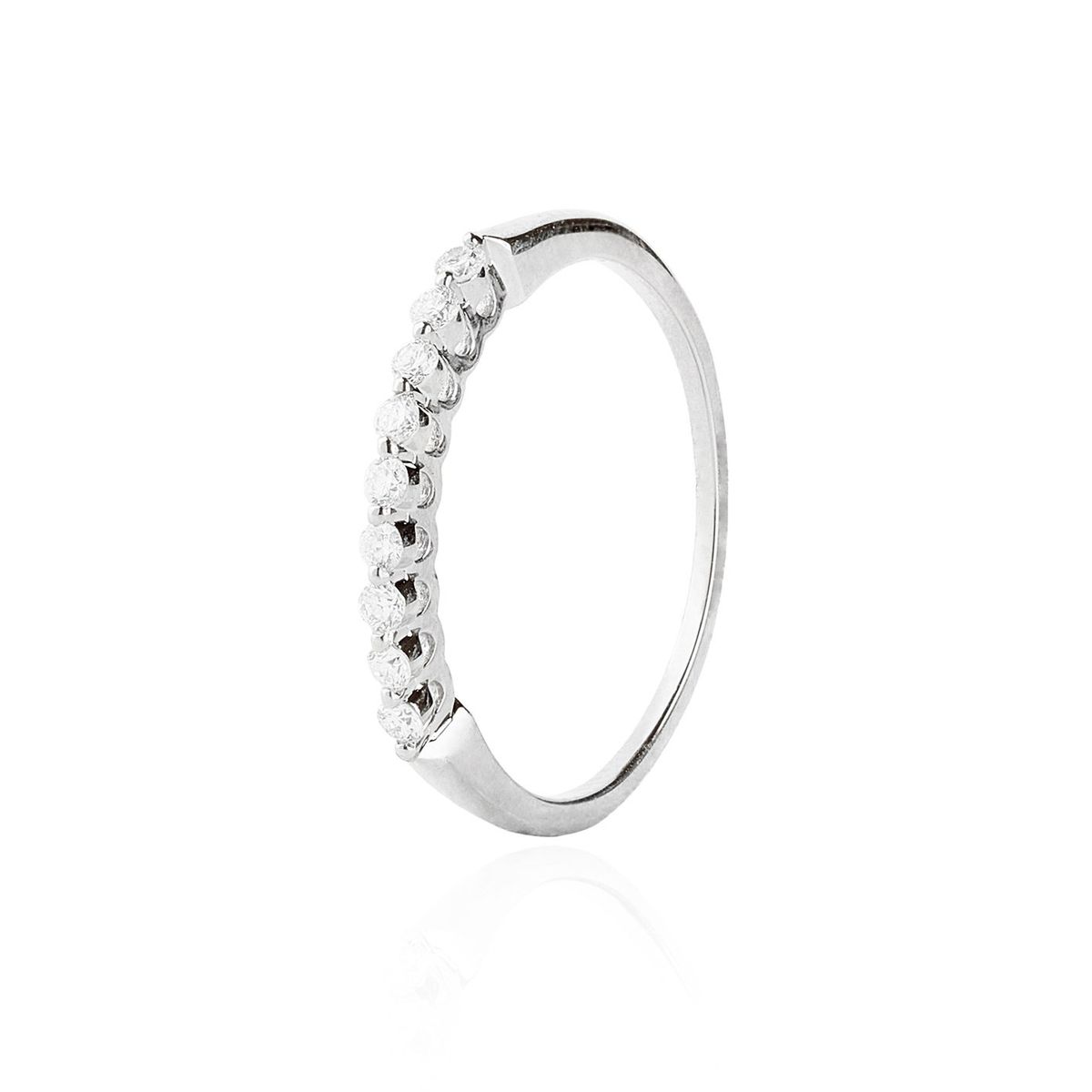 JB JOYAS BARON - Anillo Oro Blanco 18kt Medio Cintillo con Diamantes de 15Pts