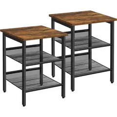 SPACEZAT - Set 2 Mesas Auxiliares Veladores Orebro Estilo Industrial