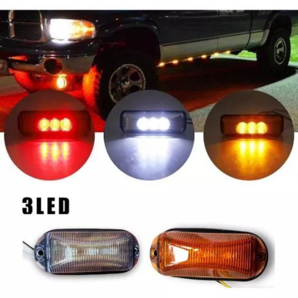 GENERICO - X2 Luz Led Posicion Lateral 12-24v Auto Camion Grua BLANCA