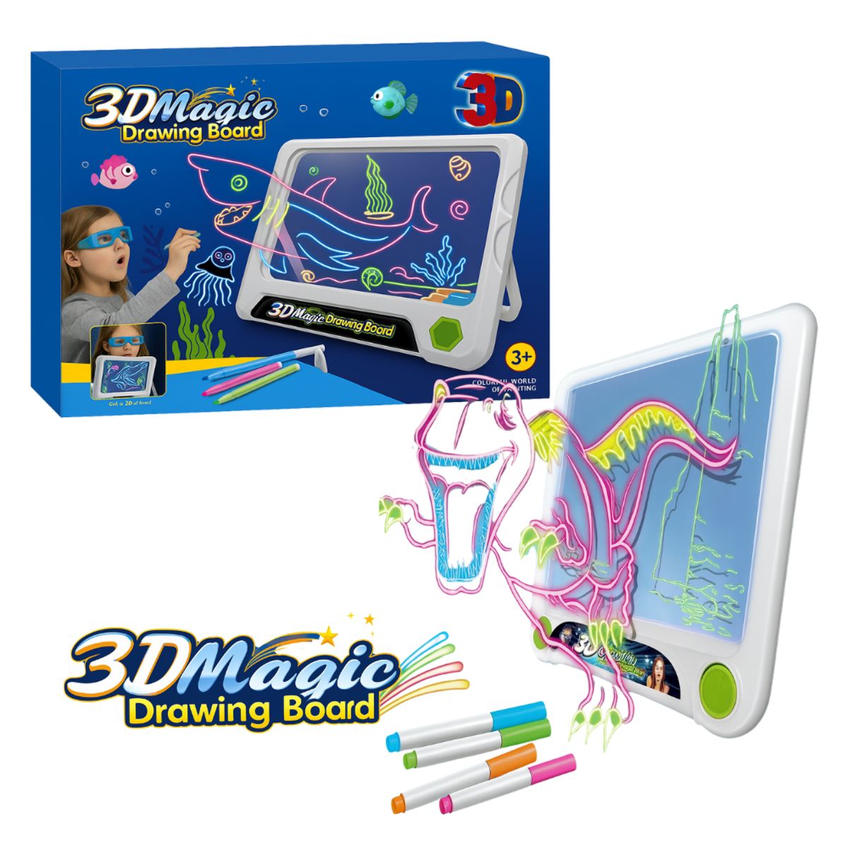 GENERICO - Pizarra Magica 3D Infantil Para Dibujar Con Efecto Luces