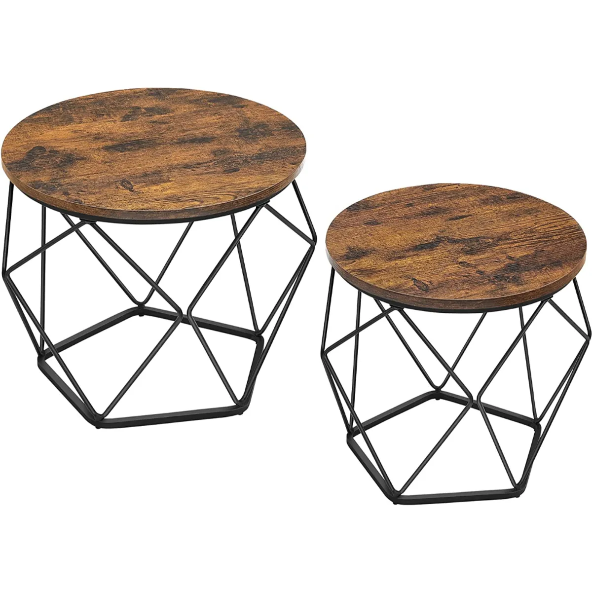 SPACEZAT - Set 2 Mesas Centro Helsinki Base Hexagonal Estilo Industrial