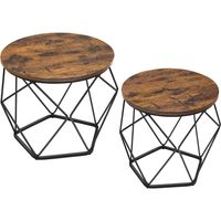 Set 2 Mesas Centro Helsinki Base Hexagonal Estilo Industrial