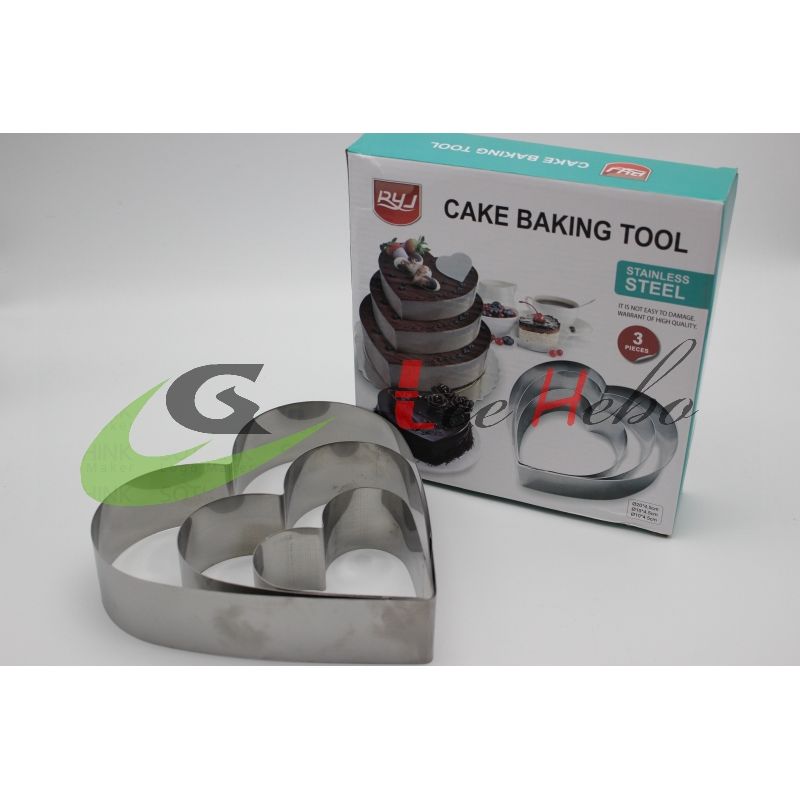 GENERICO - Molde Para De Torta Set 3 Piezas Corazon Metal