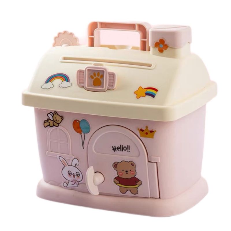 GENERICO - Alcancía En Forma De Casa Kawaii Cute  Stickers ROSA