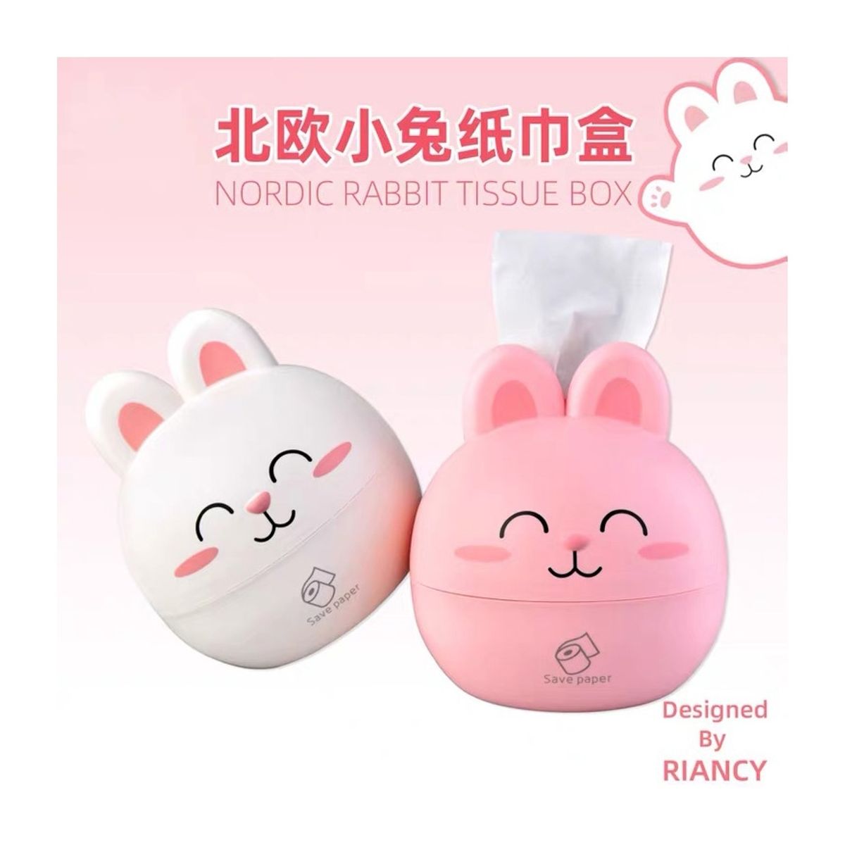 GENERICO - Servilletero De Conejo Kawaii 19x17cm ROSA