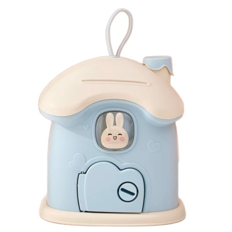 GENERICO - Alcancía En Forma De Casa Kawaii Cute + Stickers 1 AZUL