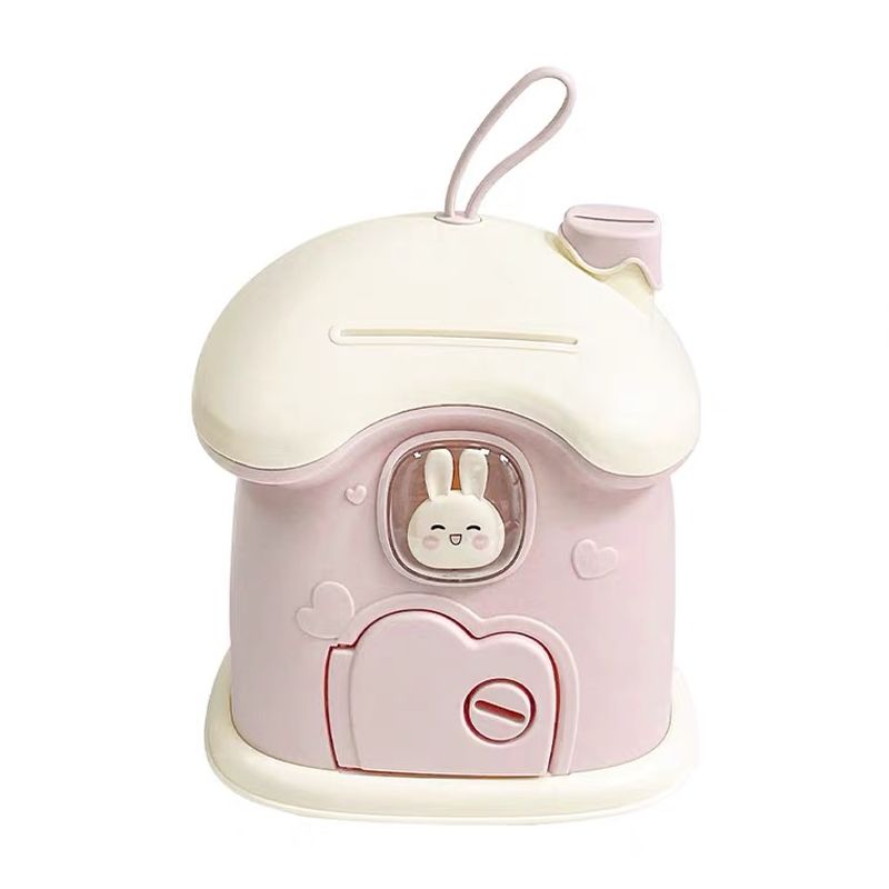 GENERICO - Alcancía En Forma De Casa Kawaii Cute + Stickers 1 ROSA