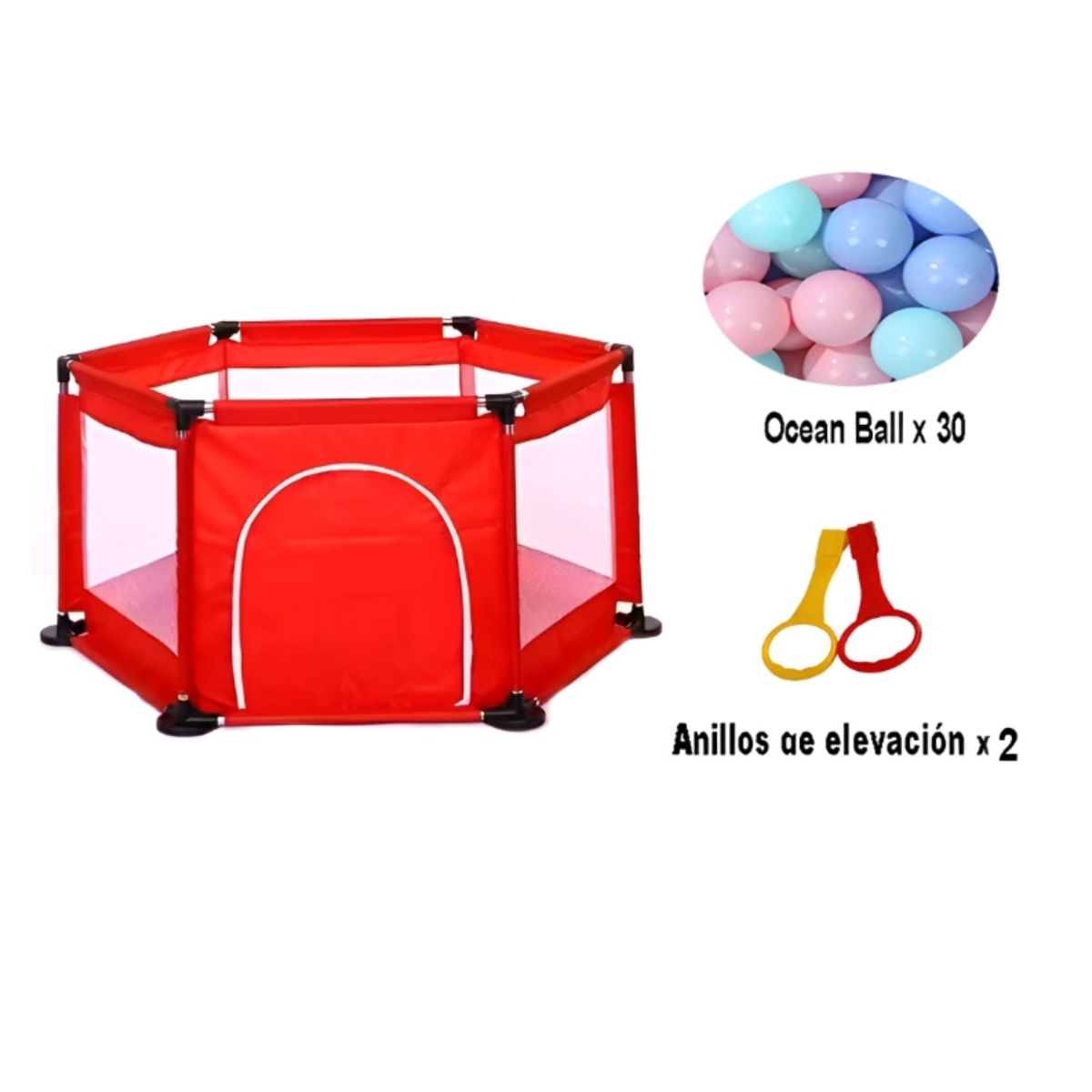 ACTUAL - Corral Para Bebés Rojo Con 30 Bolas