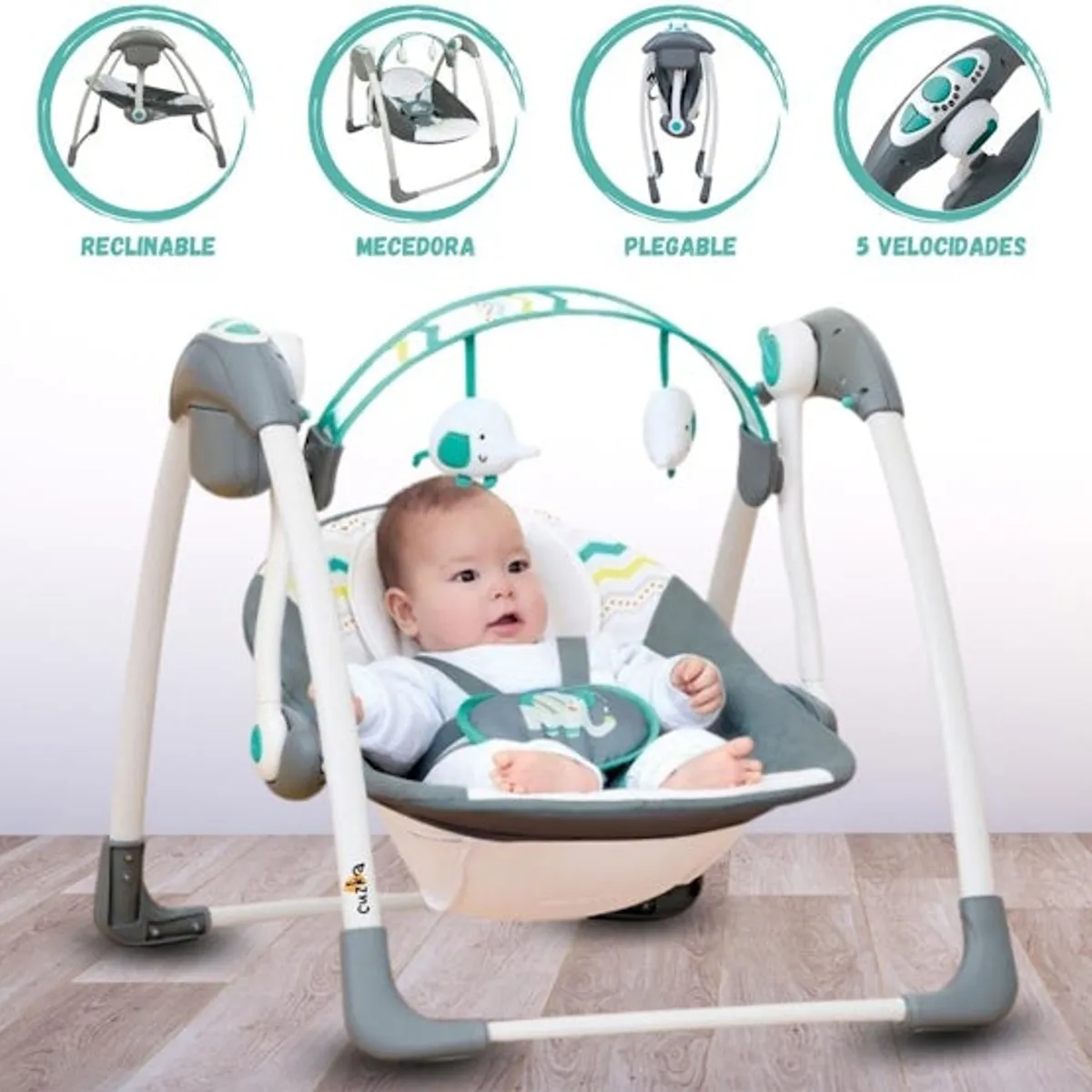 ACTUAL - Silla Mecedora Reclinable Para Bebés Con Música
