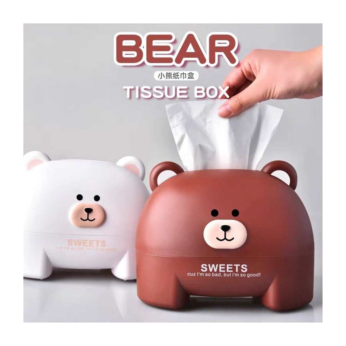 GENERICO - Servilletero Grande De Oso Kawaii 16x14cm BLANCO