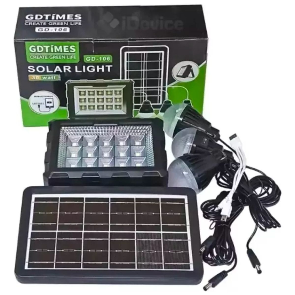 GENERICO - Kit Panel Reflector Solar Camping 3 Bombillas Blanco Frío