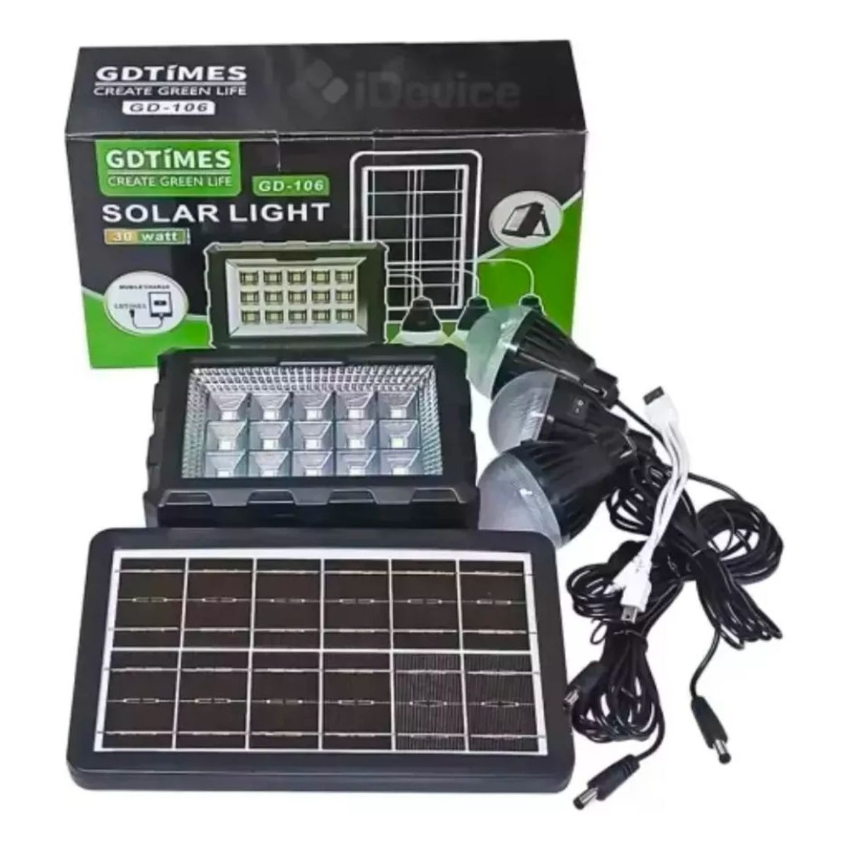 GENERICO - Kit Panel Reflector Solar Camping 3 Bombillas Blanco Frío