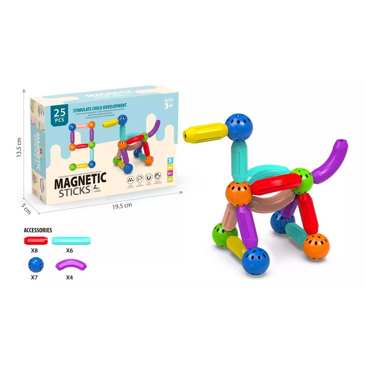 GENERICO - Juguete De Construcción Magnética Didáctico 25 Piezas