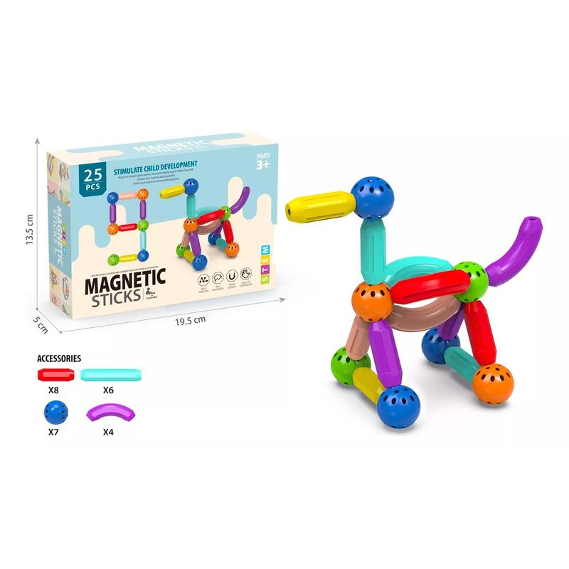 GENERICO - Juguete De Construcción Magnética Didáctico 25 Piezas
