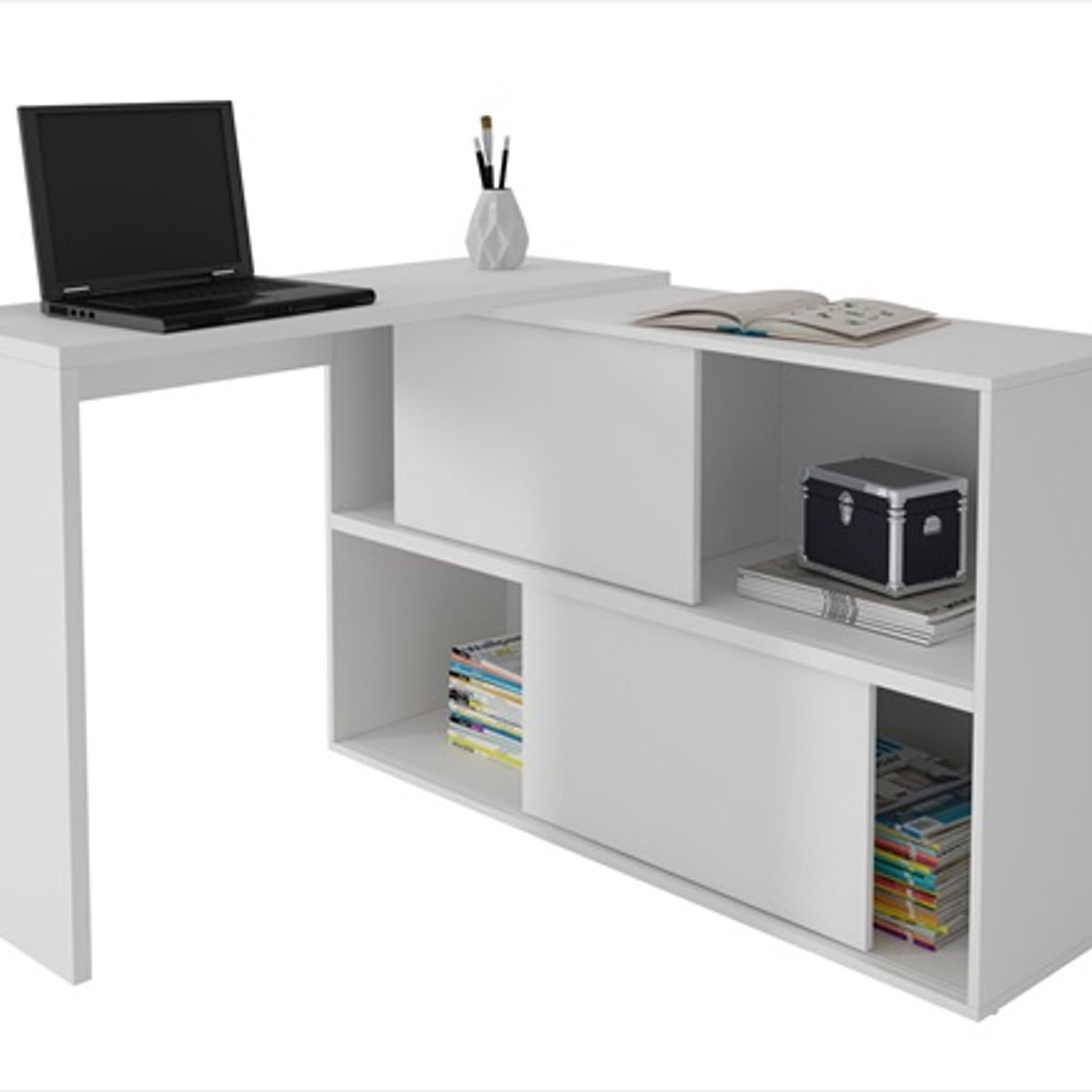 VE MUEBLES - Escritorio Esquinero Maca Blanco.