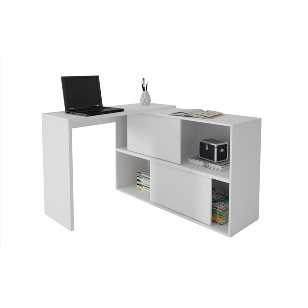 VE MUEBLES - Escritorio Esquinero Maca Blanco.