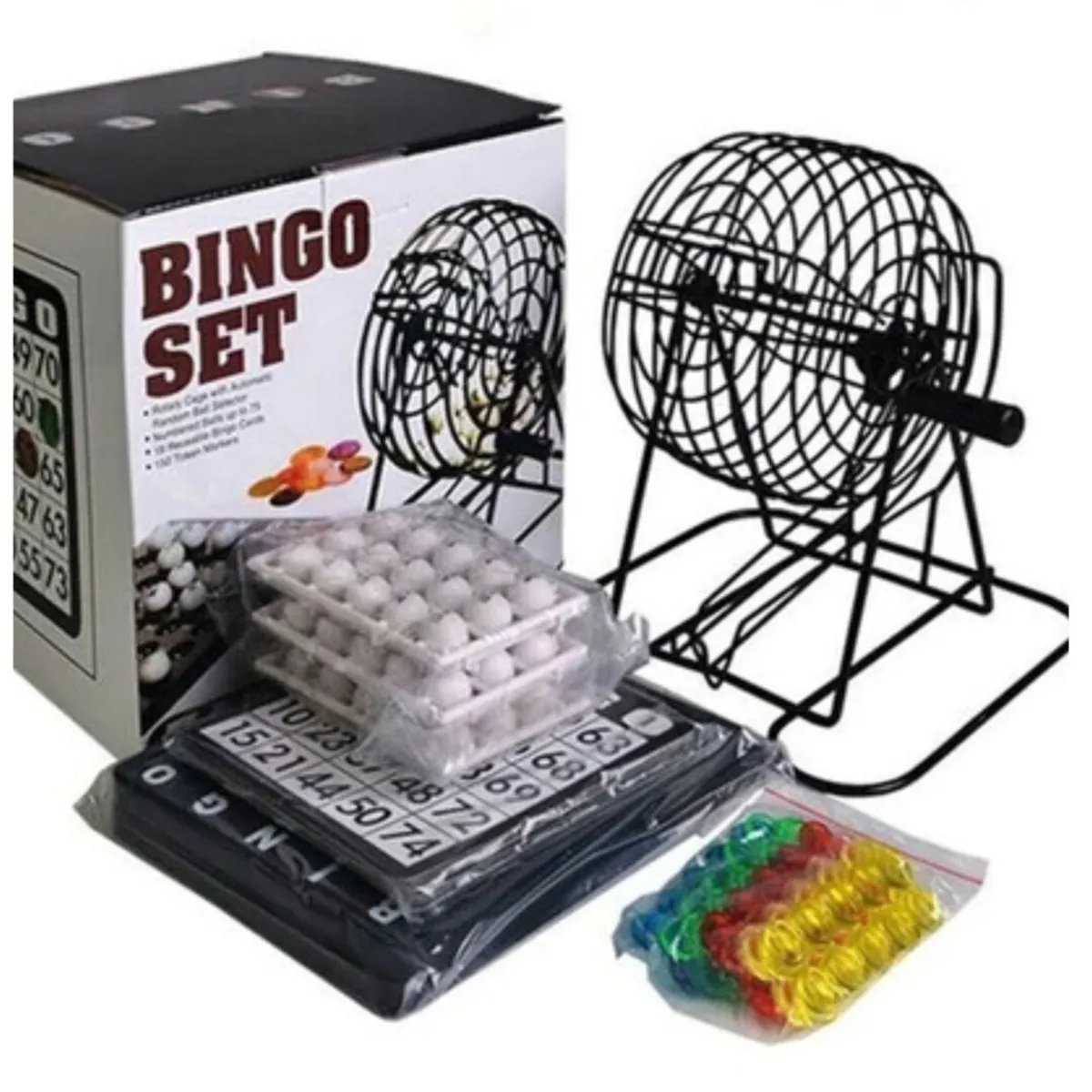 INVENCIBLE - BINGO COMPLETO METALICO TOMBOLA FICHAS PELOTAS AR46