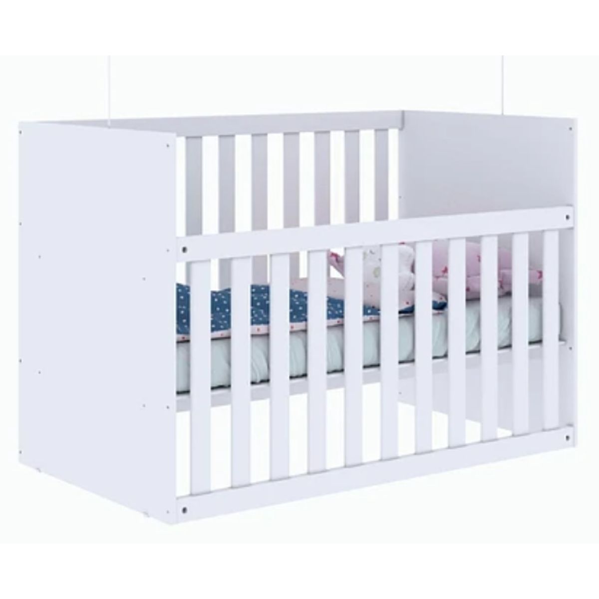 KIDSCOOL - CUNA BLANCA GABI BARANDA AJUSTABLE